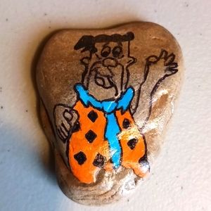 Fred Flinstone, Painted Art Rock Paper Weight Rare #eshopchicago